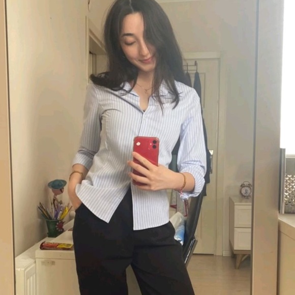 Loro Piana Striped Long Sleeve Button-Up Top IT 42 - Picture 10 of 11